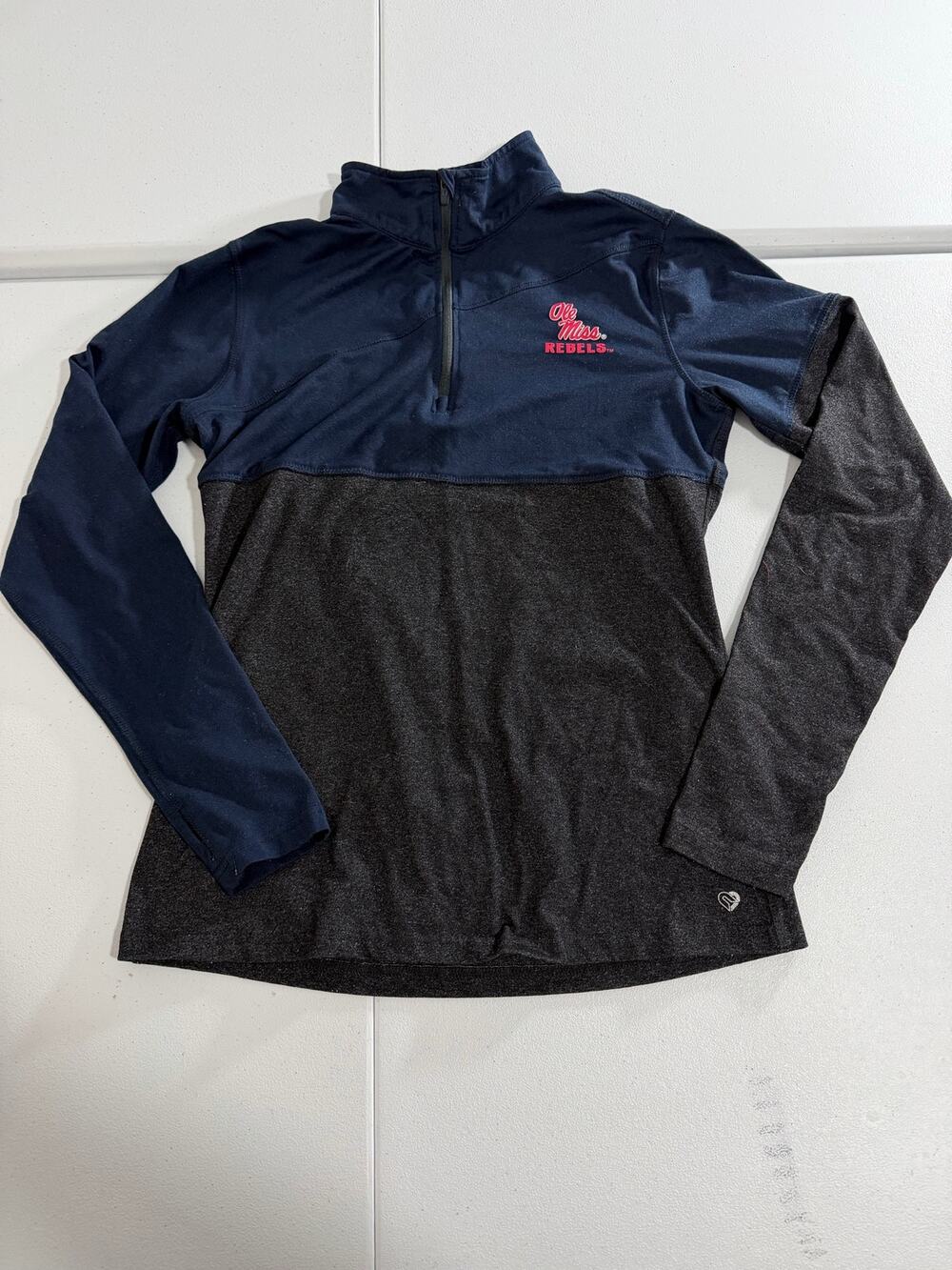 Ole Miss Rebels Quarter Zip Pullover Womens M Navy Gray Colorblock Athletic